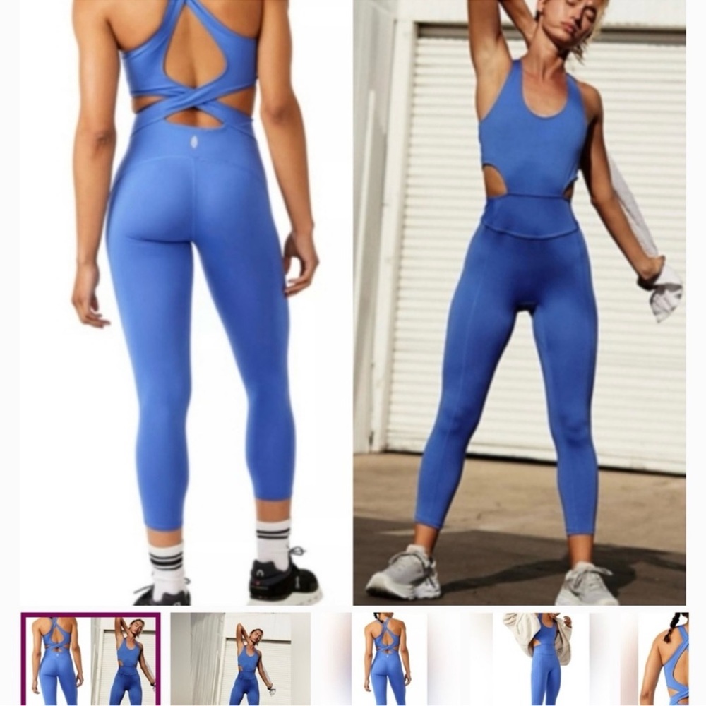 FP Movement by Free People Vibrant Blue Cutout Jumpsuit